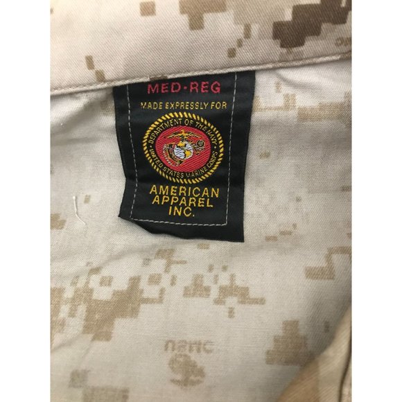 American Apparel USMC Navy Marines Mens M Brown Camo Button Down Jacket *13 - Picture 7 of 8